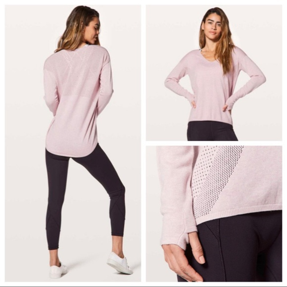 Lululemon Still Movement Light Pink Sweater L XL